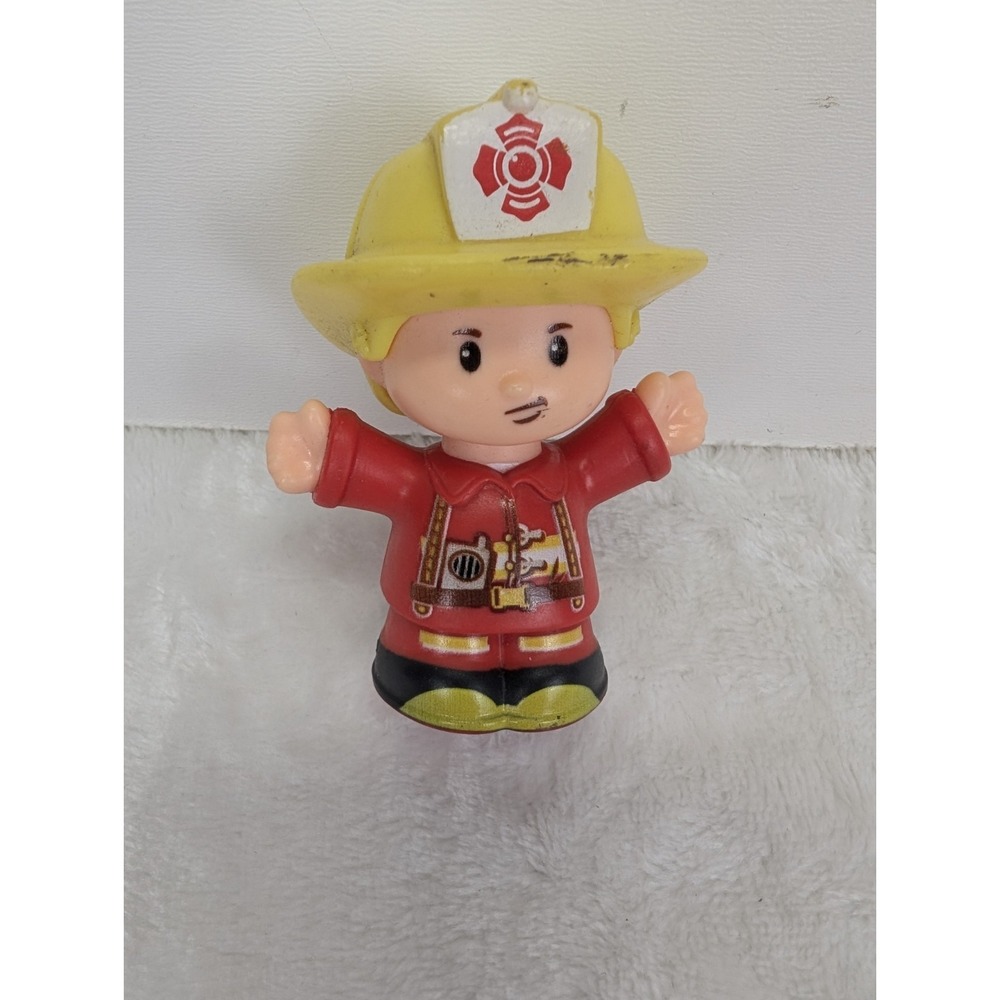 Fisher Price Little People Firefighter Figure Emergency Worker Blonde Red Yellow